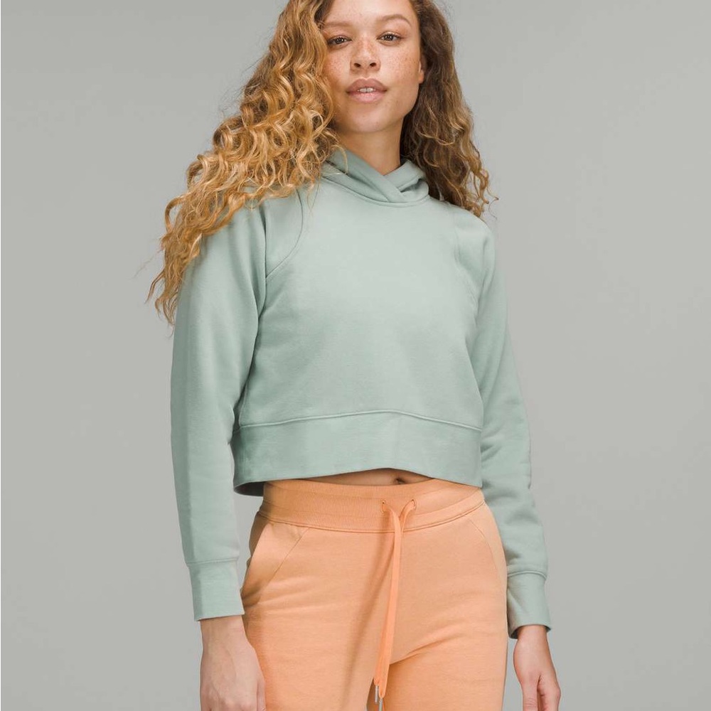lululemon silver blue loungeful cropped hoodie